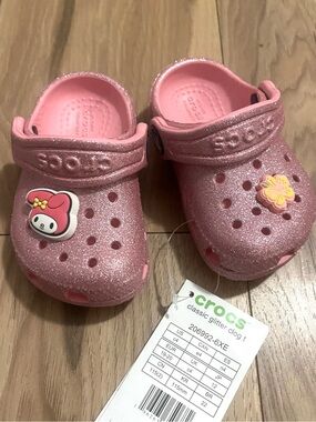 Pink glitter CROCS